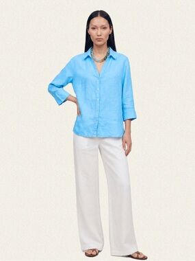 120% Lino Relaxed Fit V-Neck Shirt